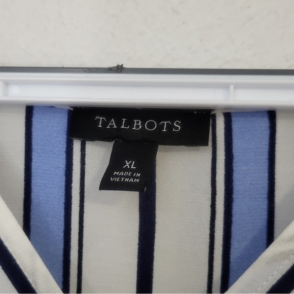 Talbots Blue and White Asymmetrical Long Sleeve Blouse  W002 - Picture 4 of 4